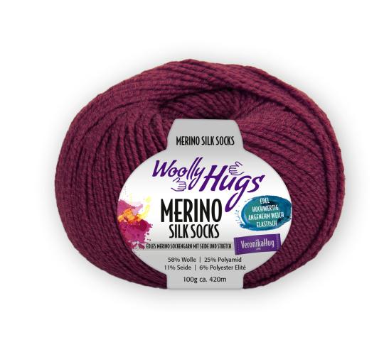 Woolly Hugs Merino Silk Socks 100g bordeaux 238